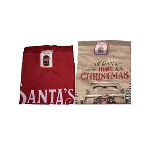 New 2 Pack Fabric Santa Sack Bag Christmas Decoration Gift Truck Home For
